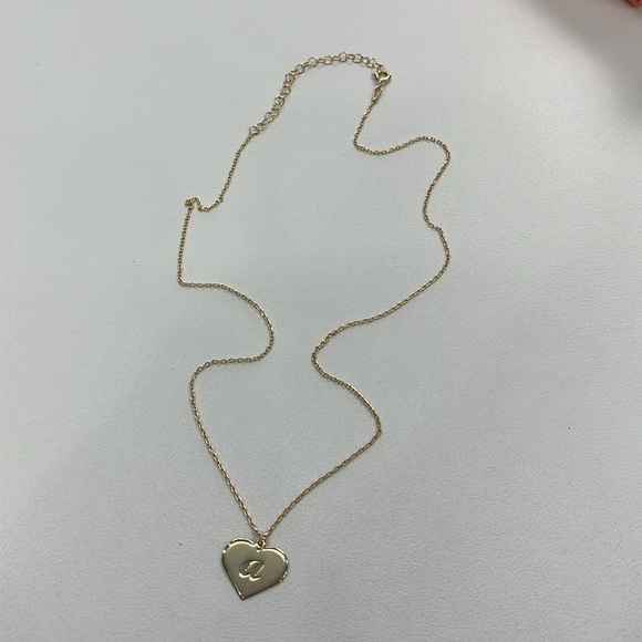 Brand New 14K Gold Plated Sterling Silver Heart Necklace Engraved Monogram "A" - Picture 11 of 16
